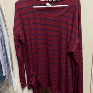 Red and blue striped blouse